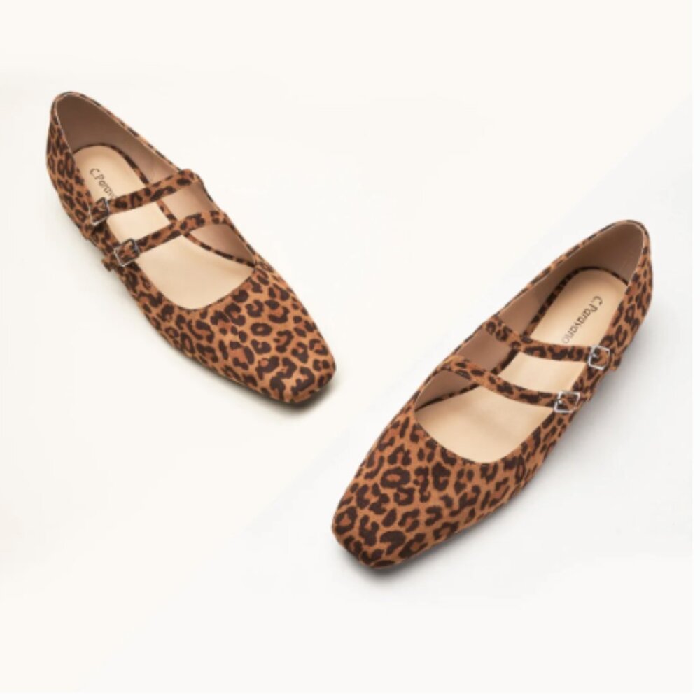 Caparros Leopard Print Mary Jane Flats - Tan/Black - Picture 3 of 16